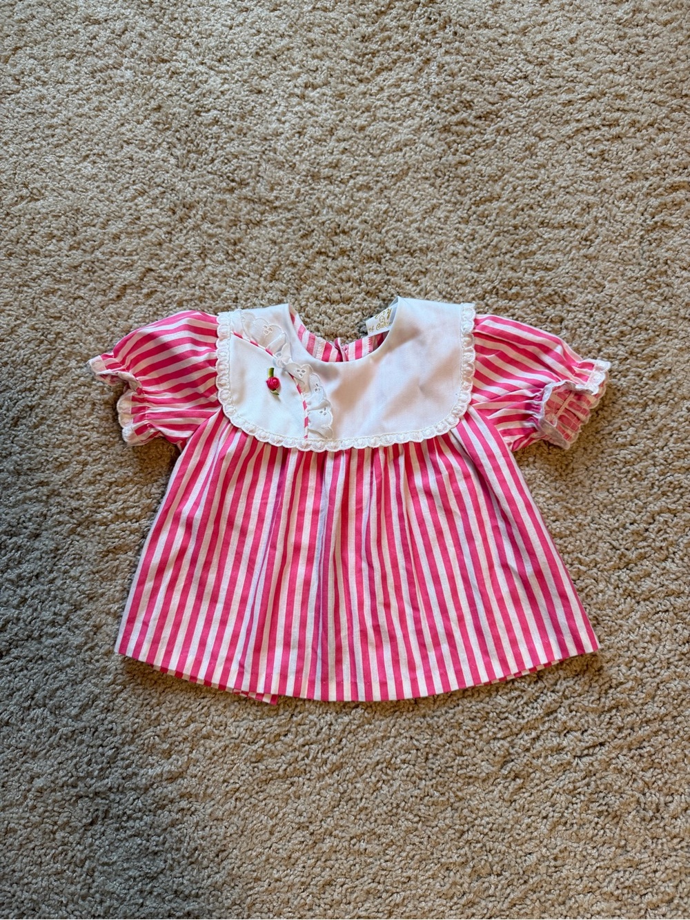 Pink Striped Baby Top with Peter Pan Collar